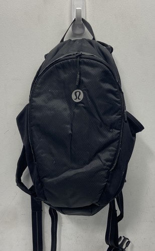 Lululemon Black Ripstop Athletic Backpack Mesh Back Padded Straps Gym Travel Bag