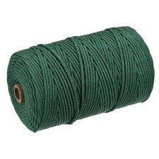 Cotton Rope Twine String Twisted Braided Cord, Dark Green 200m/218 Yard