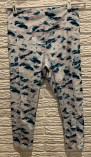 Gaiam Women's Teal/Pink Tie Dye High Waist Cropped Leggings Size L, Inseam 22"