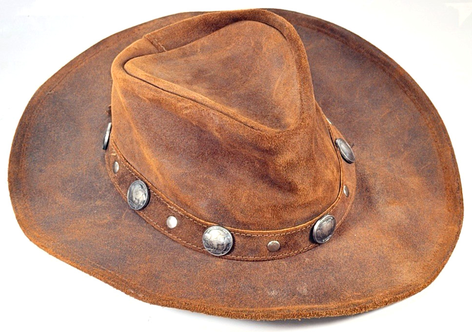 [MINNETONKA] Men's Outback Buffalo Nickel Hat Size (Med.) Tan Leather Cowboy Hat
