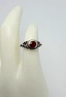 Sterling Silver Amber Red Gemstone Pinky Ring Sz 3 Vintage Boho 925 Band Small