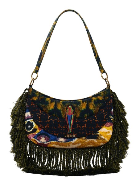 Desigual Bug Jeper Lacroix Shoulder Bag UmhäNgetasche Tasche Kaki Schwarz Neu-image