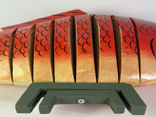 Handcrafted Red Articulated Wooden Fish Sculpture by Red Fish Designs Rare Orig - Picture 14 of 14