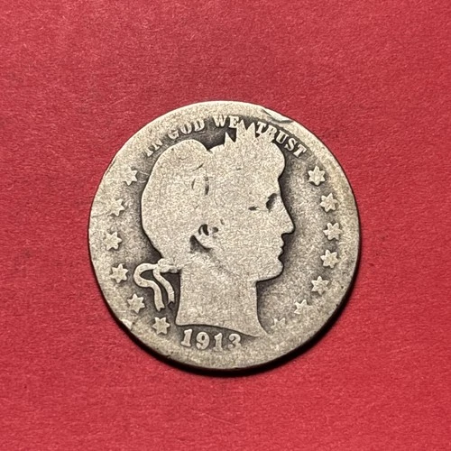 (1) Beautiful Antique 1913-D Barber Quarter AG-ALMOST GOOD NICE FILLER
