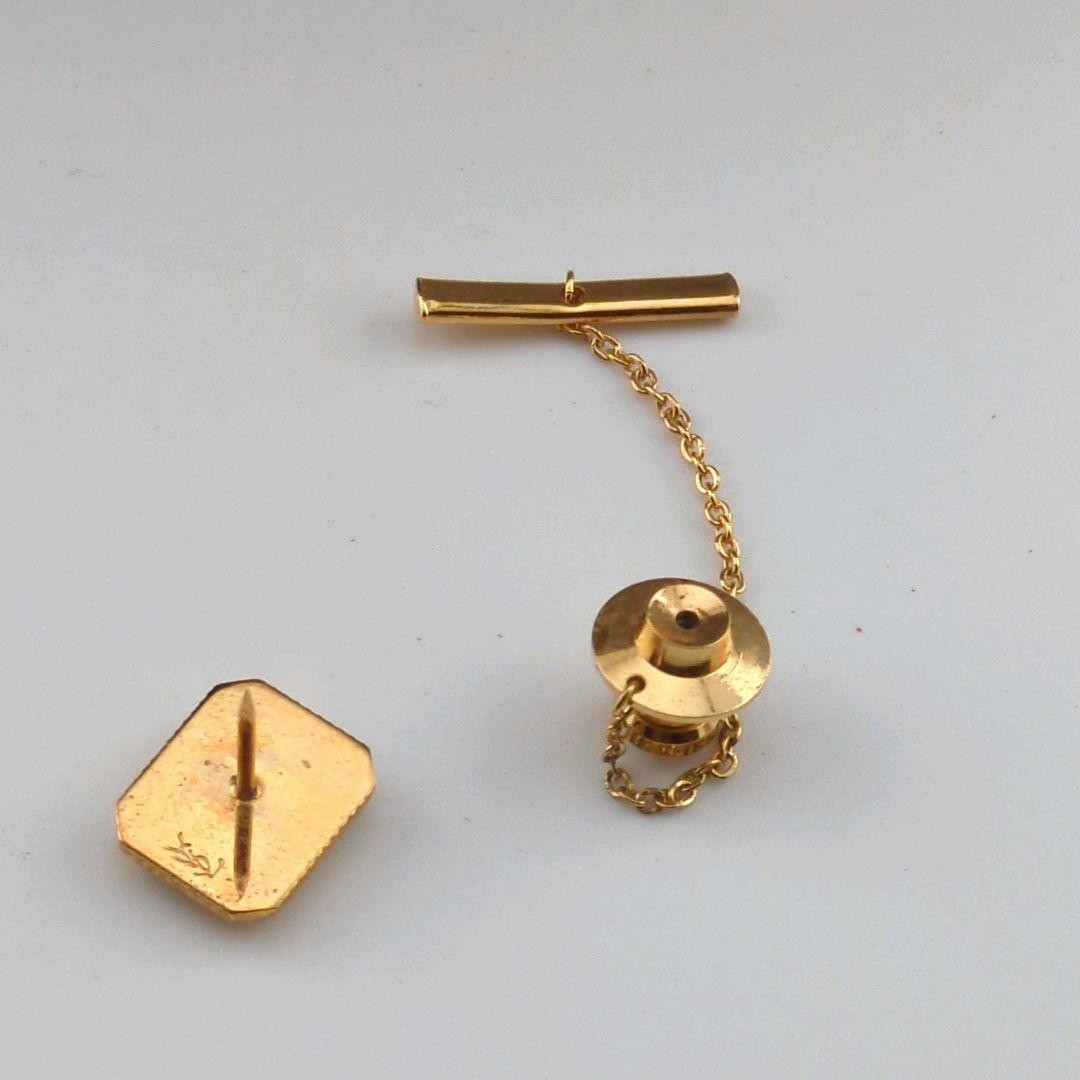 YVES SAINT LAURENT Yves Saint Laurent tie pin cufflinks set with chain gold and thumbnail 9