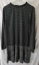 Loft Outlet Womens Medium Black White Poka Dot High Neckline Keyhole Back Dress