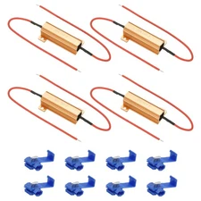 50W 15 Ohm Aluminum Shell Resistor, 4Pcs Housing Resistor with Clips, Golden