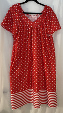 Vintage Val-Mar Red/White Polka Dot Muumuu House Dress Lounger w/pockets Sz M