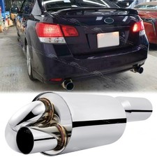For Subaru Legacy 2.5i Chrome 2.5 In 4.0 Out Twin Loop Exhaust Muffler Pipe For Subaru Legacy 2.5i Chrome 2.5 In 4.0 Out Twin Loop Exhaust Muffler Pipe