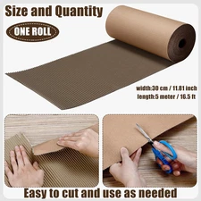 12 x 197 Inch Brown Single Face Corrugated Cardboard Roll B Flute Shipping Co...