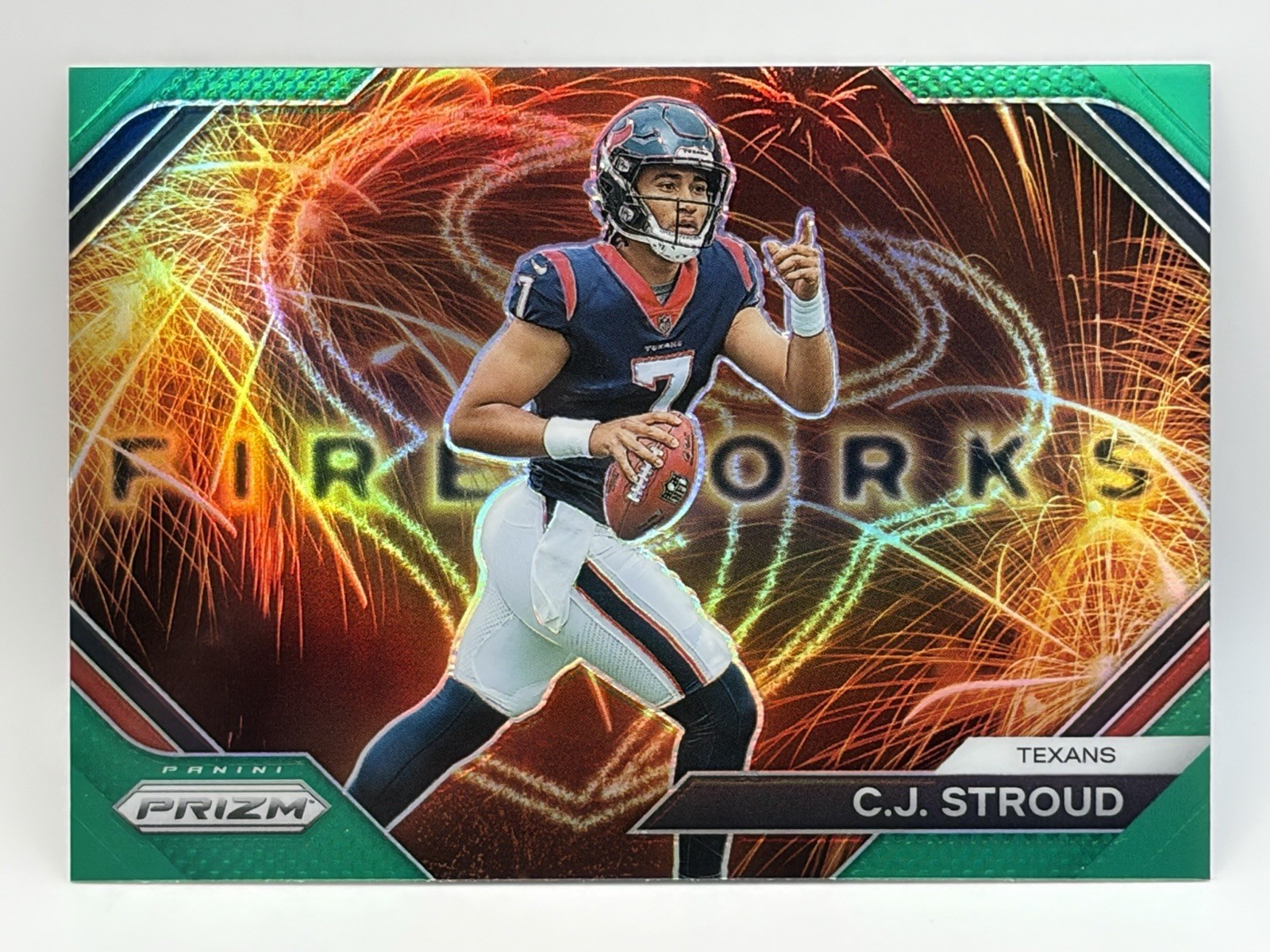 C.J. Stroud 2023 Panini Prizm #F-10 Green Fireworks Rookie RC