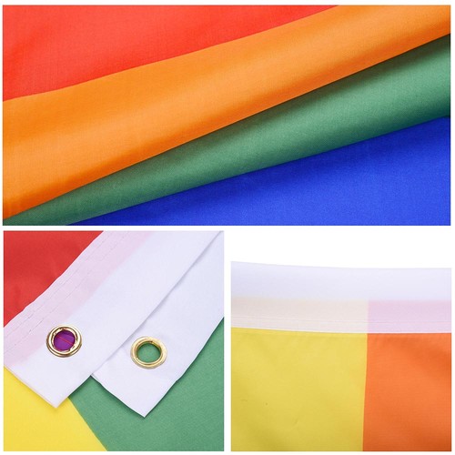 3 x 5 FT Rainbow Flag Gay Pride Lesbian 36" x 60" LGBT Flag with Grommets - Picture 5 of 7
