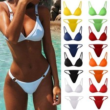 Womens Padded Swimsuit Push-up Bikini Set Thong Bathing Triangle Top Swimwear