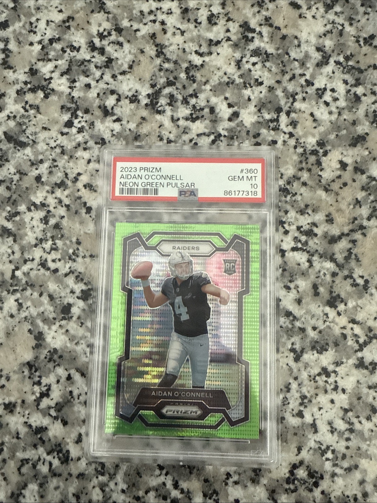 2023 Panini Prizm #360 Aidan O'Connell Neon Green Pulsar PSA 10💎