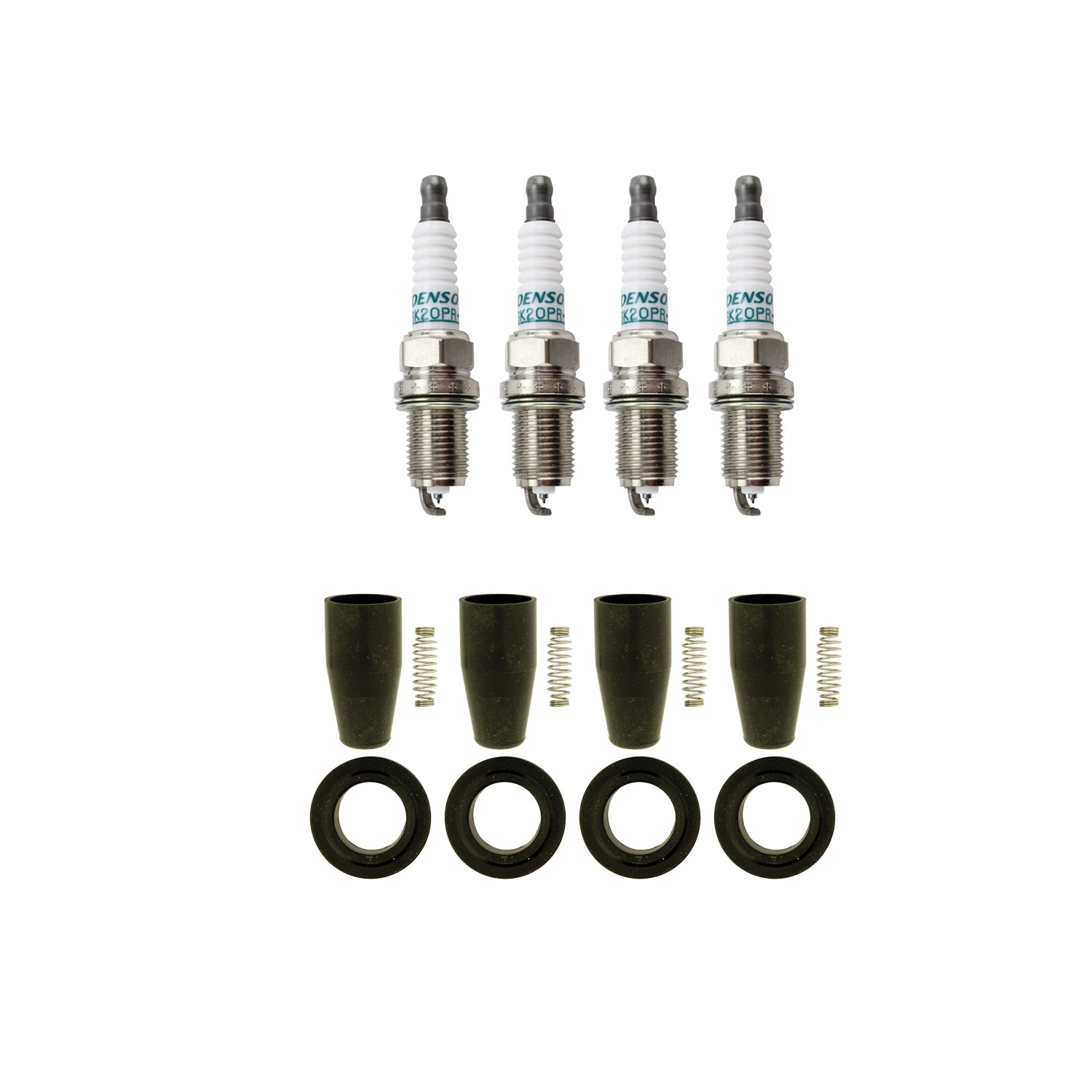 Denso 4 Iridium Spark Plugs NGK 4 Coil Boots Kit for Chevrolet Cruze Sonic L4