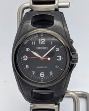 Seiko Kinetic 5M42-0E70 Black PVD Sports Watch | New Capacitor, Full Kit