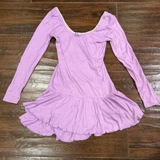 Fashion Nova Lavender Long Sleeve Lace Trim Skort Romper Dress Size Large