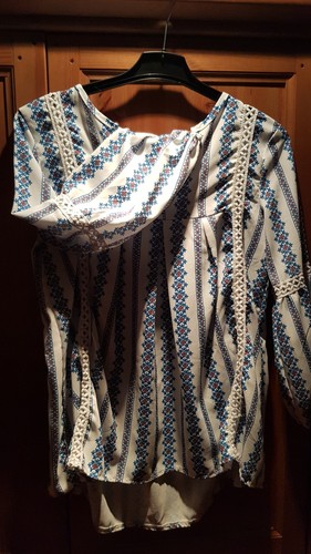 Hippie Bluse, weiß mit Muster, One Size, kaum getragen, Siehe Bild - Bild 2 von 3