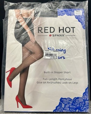 Red Hot Spanx Shaping Sheers Sz 2 Very Black Shaper Short Full Length Pantyhose