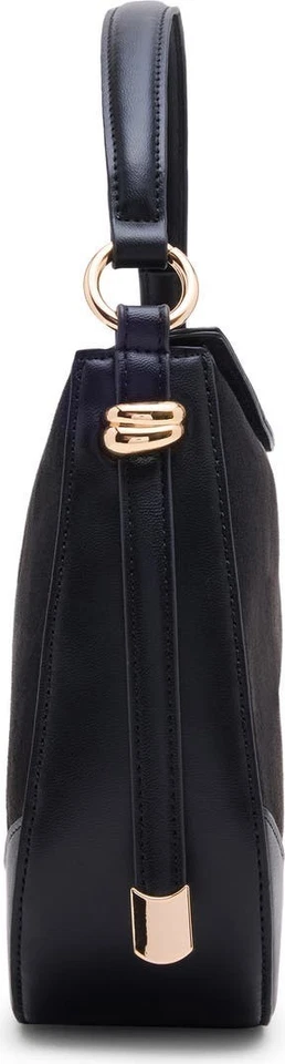 Anne Klein Sleek Black Convertible Shoulder Bag-Hobo Purse with Golden Accents - Image 3 of 4