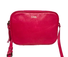 Mark & Graham Essential Crossbody Leather Handbag Coral Red Double Zip "LML"