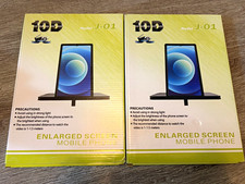 Lot of 2 10D Mobile Phone Screen Magnifiers J-01 Enlarged Screen Stand