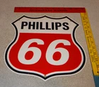 VINTAGE PHILLIPS 66 RED BLACK WHITE 12" PORCELAIN METAL SHIELD GASOLINE OIL SIGN