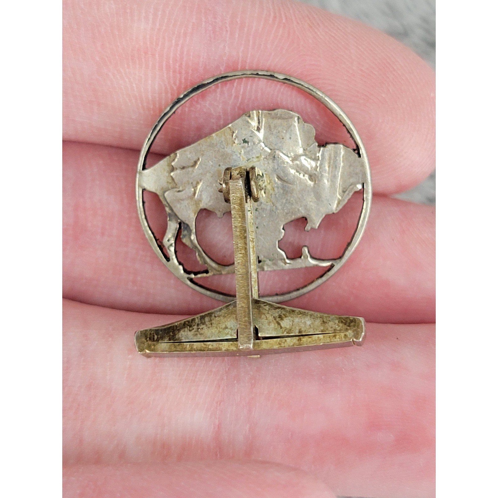 Vintage Silver Bison Cutout Cufflinks Native Amer… - image 3