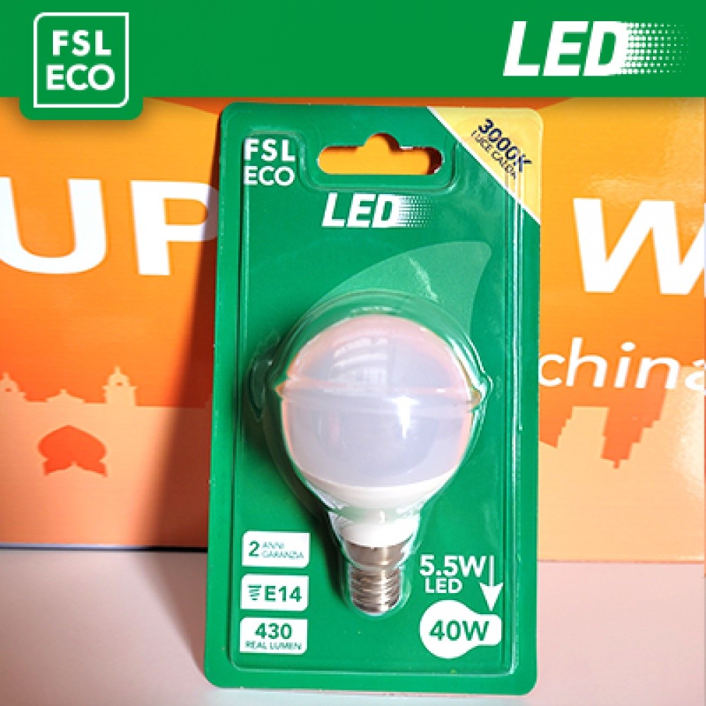 Lampada LED Sfera E14 5,5W 3000K Luce Calda - Risparmio Reale Garantito