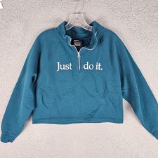 Nike Funnel Sportswear Sweatshirt Women's M Crop Long Sleeve Half Zip BV4990-347