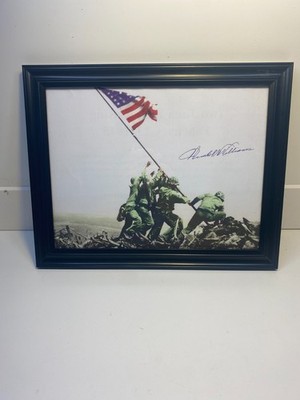 signed Hershel Williams Iwo Jima flag raising print