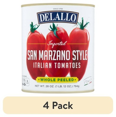 (4 pack)Whole Peeled Tomatoes, Non-GMO, Gluten Free, Product of Italy, 28 oz Can