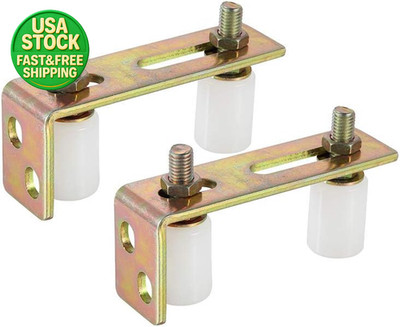 2Pcs Slide Gate Guide Roller with L Bracket Adjustable Dual Nylon Rollers