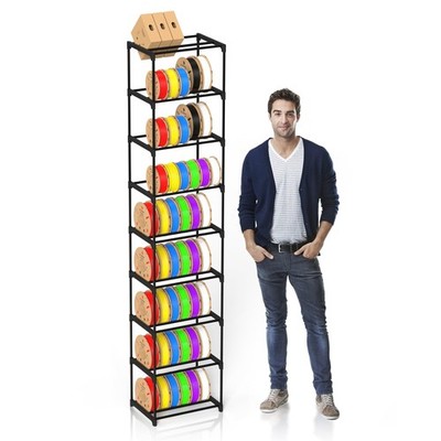 9-Tier 3D Printer Filament Storage Rack, Heavy Duty Metal Spool Holder Holds ...