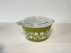 Vintage Pyrex Spring Blossom Green Crazy Daisy Casserole Dish with Lid 473 1Qt