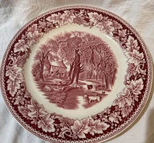 VTG 1940-56 HOMER LAUGHLIN CURRIER & IVES DINNER PLATE 9 7/8" HOME SWEET HOME