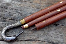 Solid Brass Lion Head Wooden Walking Stick Vintage Designer Antique Style Gift