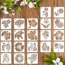 20 Pcs Flower Stencils for Painting, 3 X 3 Inch Reusable Flower Stencils for Cra
