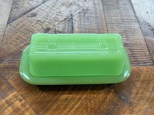 TableCraft Products (TPC) Jadeite Green Glass Covered Butter Dish Retro