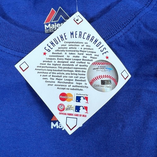 New York Mets T Shirt Uomo XXL 2XL Blu Manica Corta Majestic MLB Baseball Nuova - Foto 8 di 10
