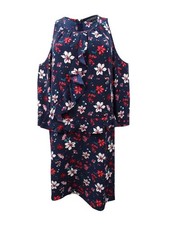 Rachel Zoe Women's Printed Cold-shoulder Ruffle Dress (XL, Floral)