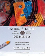 Sennelier Artists Professional Quality Oil Pastel Box Set - 24 Assorted Colours
