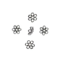 10 Oxidized Sterling Silver Daisy Flower Bead Cap Beads 6mm #99022
