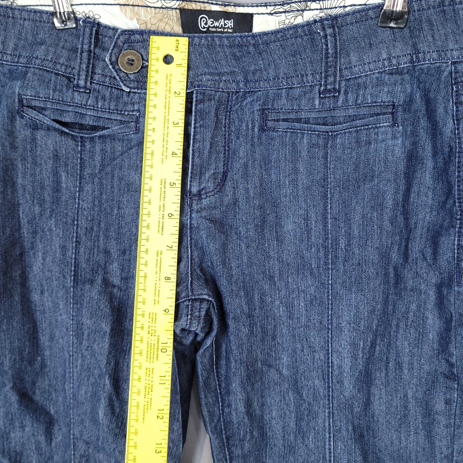 Rewash Women's Junior Denim Pants Low Rise Regular Fit Blue Size 9