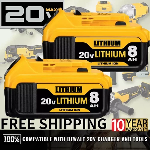 20V 5.0Ah 8.0Ah Replacement For DeWalt DCB206 20Volt Max Li-Ion DCB207 Battery - Picture 19 of 21