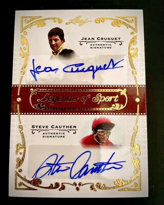 2011 Leaf Legends Of Sport Gold Jean Cruguet Steve Cauthen Dual SIGNED 1/5 RARE