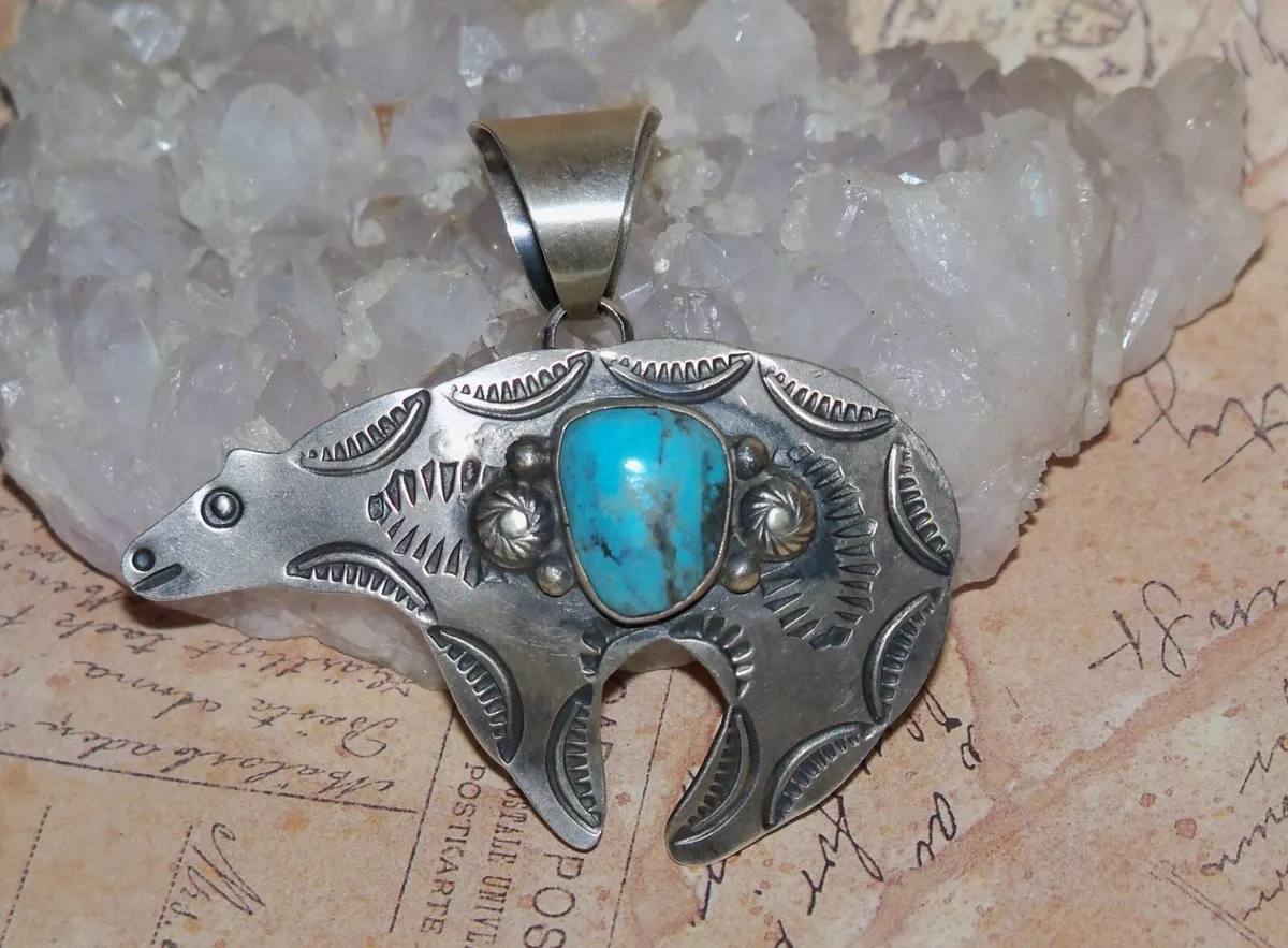 Turquoise bear pendant deals