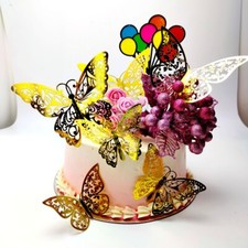 12 Pcs 3 Sizes 3D Butterfly Party Wedding Cake Decoration Wall Decoration UK