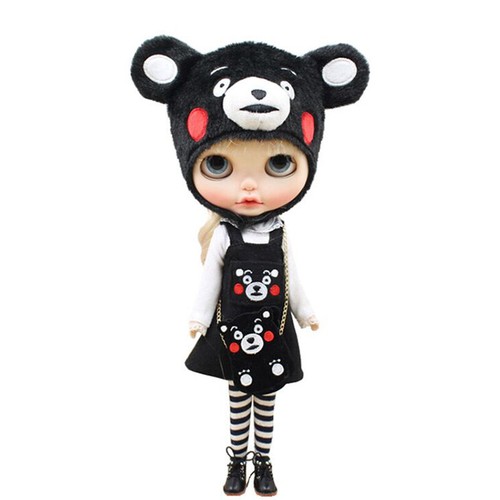 Blythe Doll Factory Outfit Doll Black Bear Outfit Clothes Set + Shoes 12" Doll - Picture 3 of 4