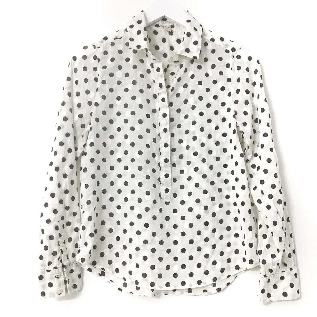 J. Crew Sz XS Jacquard Polka Dot Popover Black & White J. Crew Sz XS Jacquard Polka Dot Popover Black & White